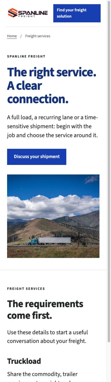 Spanline Freight Service page on a phone
