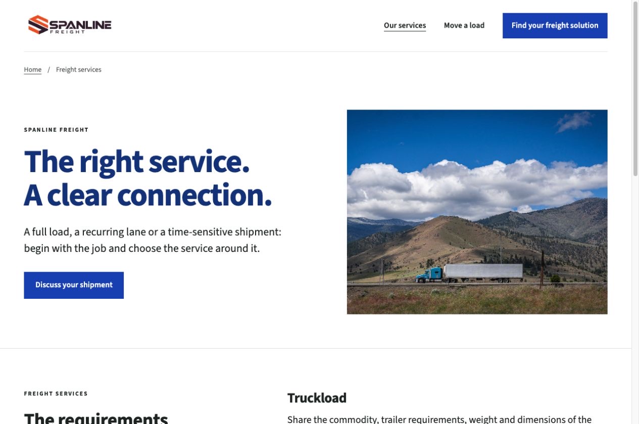 Spanline Freight inner service page