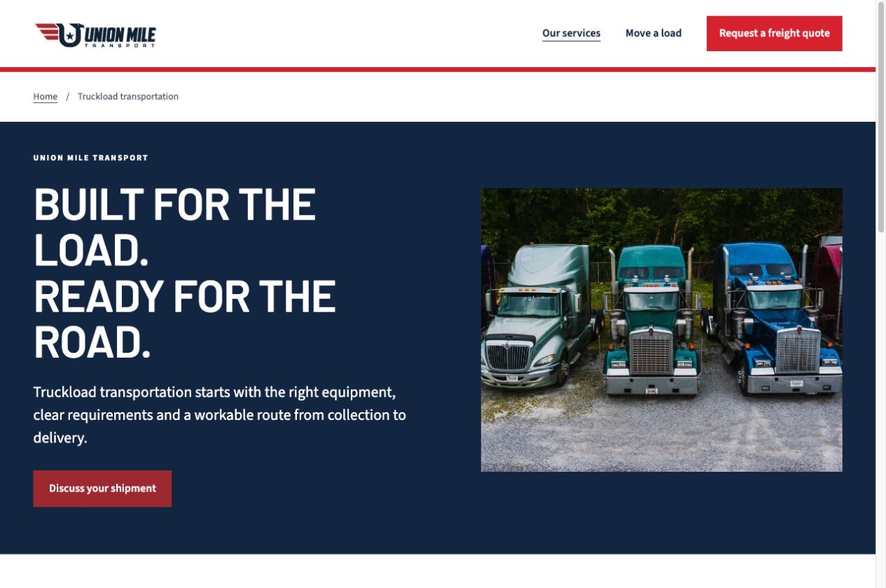 Union Mile Transport inner service page